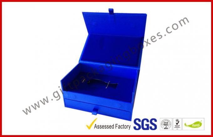 blue velvet gift packaging boxes , rigid vase / wine gift box