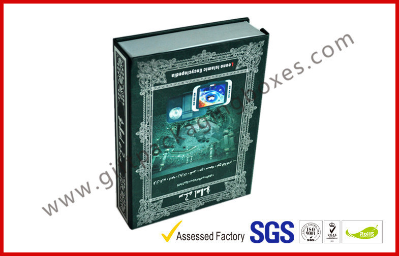 customized magnetic book electronics packaging boxes , silver