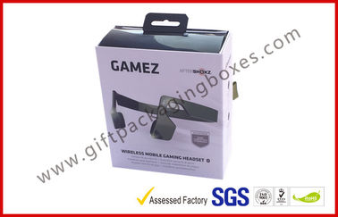 Hard cover printing plastic earphone hook gift boxes , Customized electronic product gift box