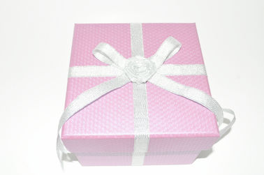 Coated Paper Board Gift Packaging Boxes, Fashion Pink Paper Rigid Gift Boxes With Ribbon