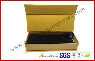 ROSH Empty Jewelry Gift Boxes Golden Color With Velvet Bag , Hot Stamp Finishing