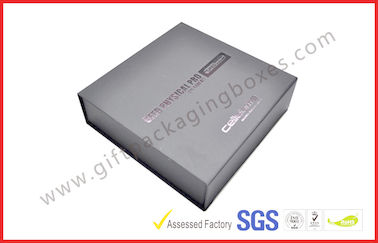 Customized Plastic Paper Covered Rigid Gift Boxes with Black LOGO Hot-stamping , High Density Foam