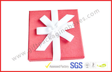 Elegant Square 1200G Grey Board Gift Ppackaging Boxes , Fabric Gift box with Ribbon