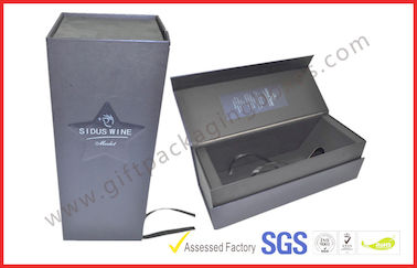 Embossed / Spot UV Square Wine Packaging Boxes , Customized Printed Magnetic Wine Packaging Boxes