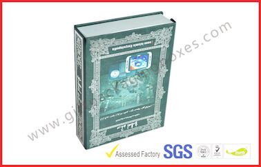 Customized Magnetic Book Electronics Packaging Boxes , Silver Foil Decorative Border