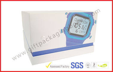 Offset Printing White Watch Apparel Gift Boxes Packaging , Hypotenuse Lid Boxes