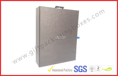Embossed Black Fake Leather Square Luxury Gift Boxes , Silver Hot Stamping Fake Fur packaging