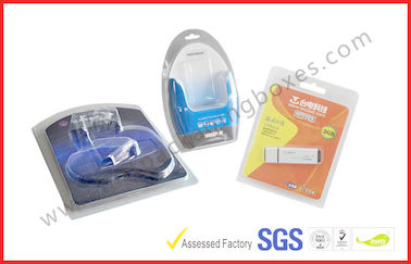 Folded Cable Transparent Plastic Clamshell Packaging For USB With Paper Insert
