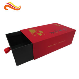 Soft Paper Luxury Gift Boxes / Drawer Tea Box with Hot stamp Logo in Gold