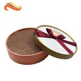 Round Baileys Chocolate Gift Packaging Boxes With Offset Printing / Ribbon for Wedding Dress