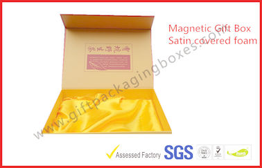 Magnetic Rigid Gift Boxes Satin Covered Foam with UV Coating