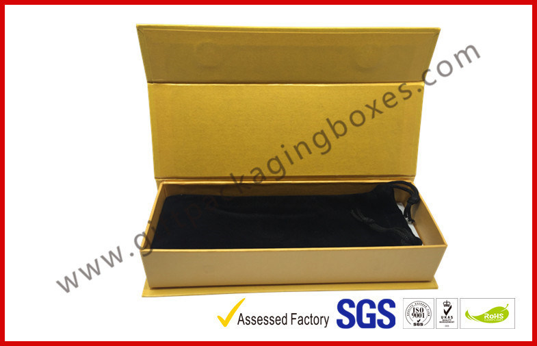 ROSH Empty Jewelry Gift Boxes Golden Color With Velvet Bag , Hot Stamp