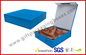 Sky Blue Print Rigid Board Packaging Boxes , Chocolate damask inner with Plastic handle