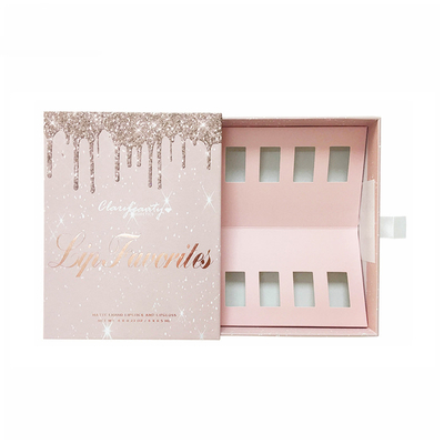 Paperboard Pink Gift Cosmetic Packaging Boxes Lipstick With Drawer