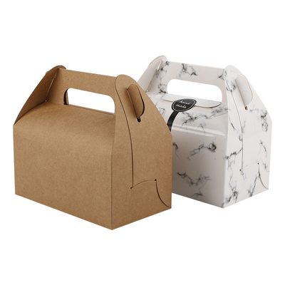 wholesale cup cake recycled brown kraft paper food boxes with handle top quality bakery packaging box customize cake box