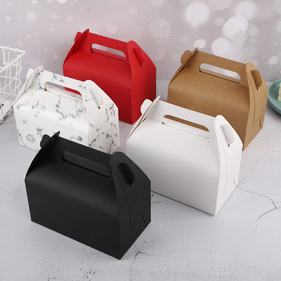 wholesale cup cake recycled brown kraft paper food boxes with handle top quality bakery packaging box customize cake box
