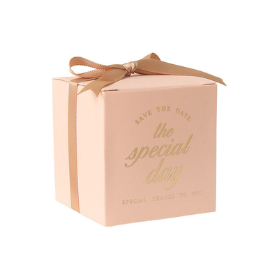 Slotted Custom Cardboard Boxes Wedding / Party Chocolate Packaging Boxes With Ribbon