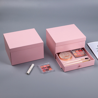 Double Layer Drawer Type Cosmetic Packing Box Rigid Recyclable Customized