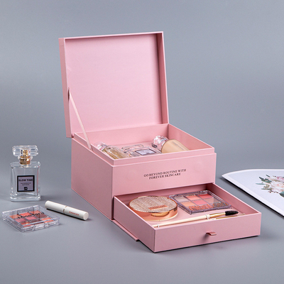 Double Layer Drawer Type Cosmetic Packing Box Rigid Recyclable Customized