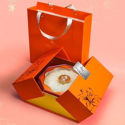 Orange Double Fold Luxury Gift Boxes Bird'S Nest Packaging Half Kilogram Empty Box