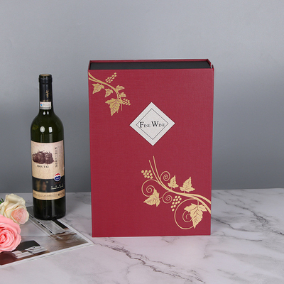 Custom Flip Cover Wine Packaging Boxes Single Red Wine Box Gold Stamping