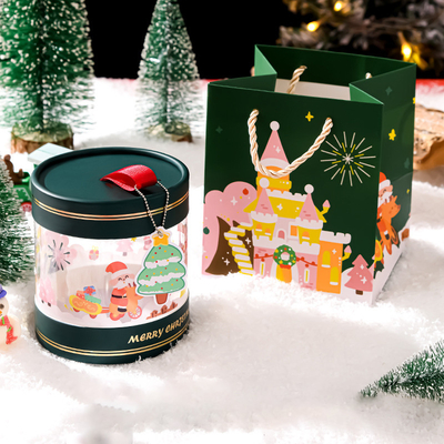 Paper Cylindrical Gift Packaging Boxes Christmas CMYK Color Round Empty Box