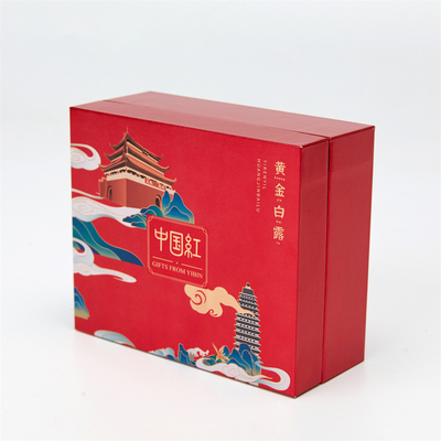 Customized high-end double-door New Year gift box Red Spring Festival paper box Customized