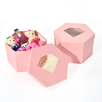 Pink Hexagonal Gift Box Multi Standard For Birthday Cake / Girl Cosmetics