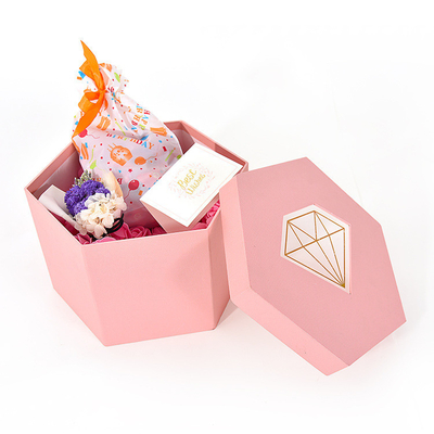 Pink Hexagonal Gift Box Multi Standard For Birthday Cake / Girl Cosmetics