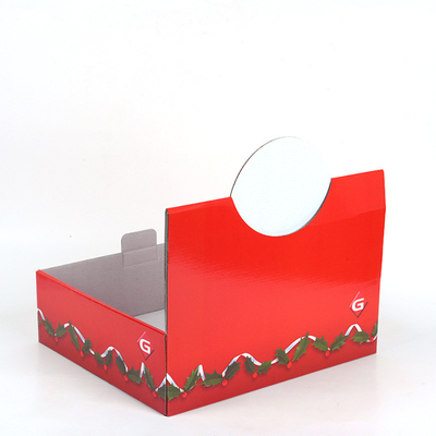 Supermarket food display packaging box, three-layer folded corrugated display box, red paper gift box