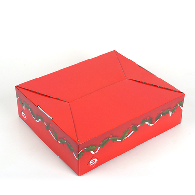 Supermarket food display packaging box, three-layer folded corrugated display box, red paper gift box