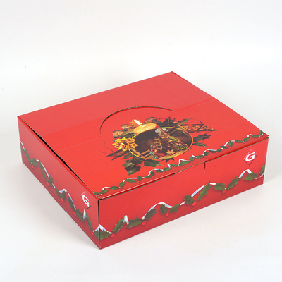 Supermarket food display packaging box, three-layer folded corrugated display box, red paper gift box