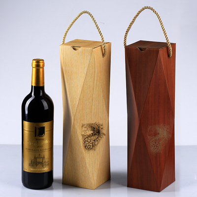 Shaped single stick red wine box, portable gift box, wood grain paper wine packaging, sparkling wine packaging gift box