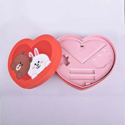Heart shaped Romantic Lovely Valentine's Day Series Paper Gift Box Customized Jewelry Necklace Transfer Beads Packaging
