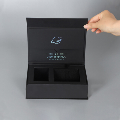 Jewelry flip box customized with black EVA lining ring and bracelet display box magnetic attraction jewelry box boutique