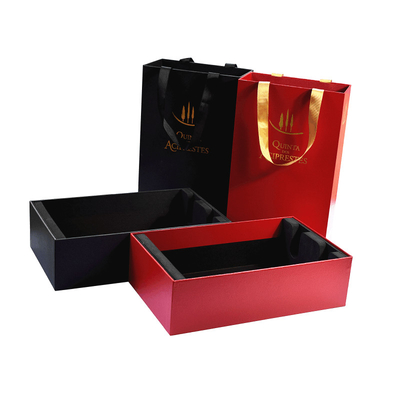 Double drawer style custom red wine gift box packaging paper box portable packaging wine gift box