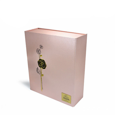 Customized stamping process book box with flip cover, black pearl cotton inner tray, red wine glass packaging paper box