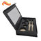 rigid board cosmetic packaging box with mirror , black box with plastic inner logo foil