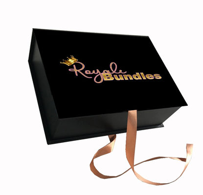 Cardboard Folding Magnetic Cosmetic Packaging Boxes With Ribbon