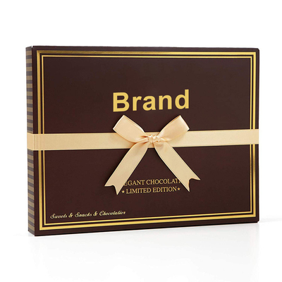 Luxury Chocolate Candy CMYK pantone Gift Packaging Box With Ribbon