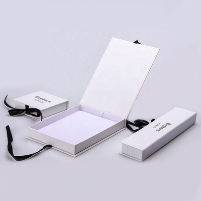 Paperboard Packaging Gift Box Set 157g  Necklace Bracelet Jewelry With Ribbon Closure