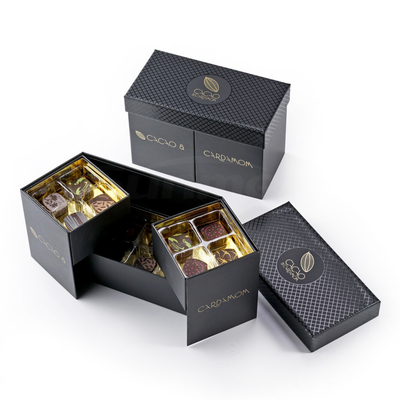 2 Layer Empty Chocolate Truffle Boxes Luxury Paper Packaging Paperboard